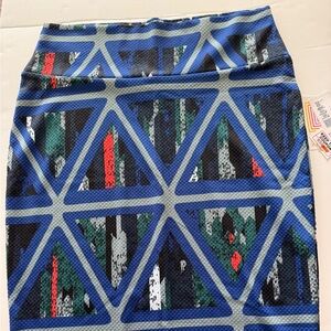 LuLaRoe Blue and Grey Pencil Cassie Skirt Size L